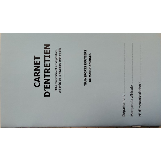 CARNET D'ENTRETIEN MARCHANDISES