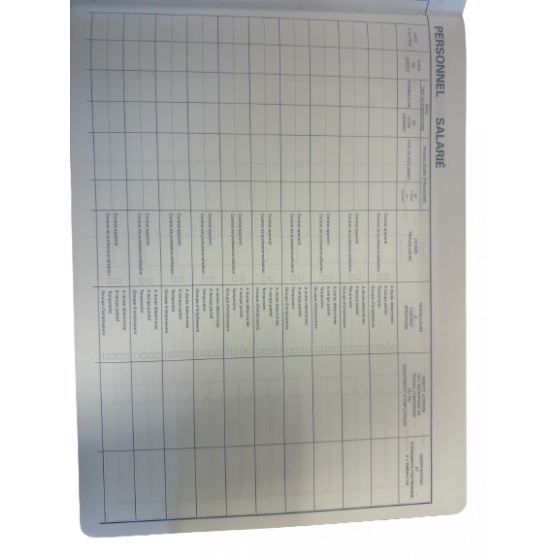 Carnet REGISTRE DU PERSONNEL 24 X 32 52 PAGES