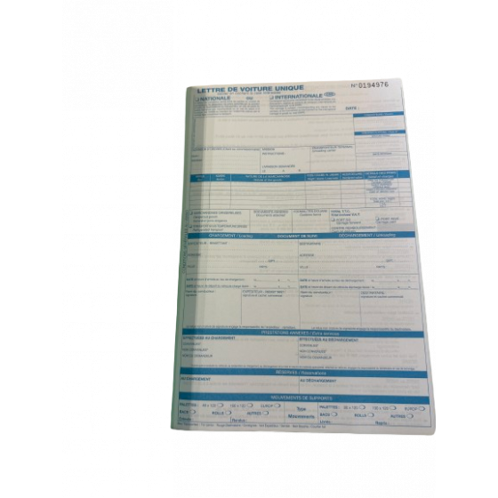 Carnets lettre de voiture unique A4 4x25 personnalisé