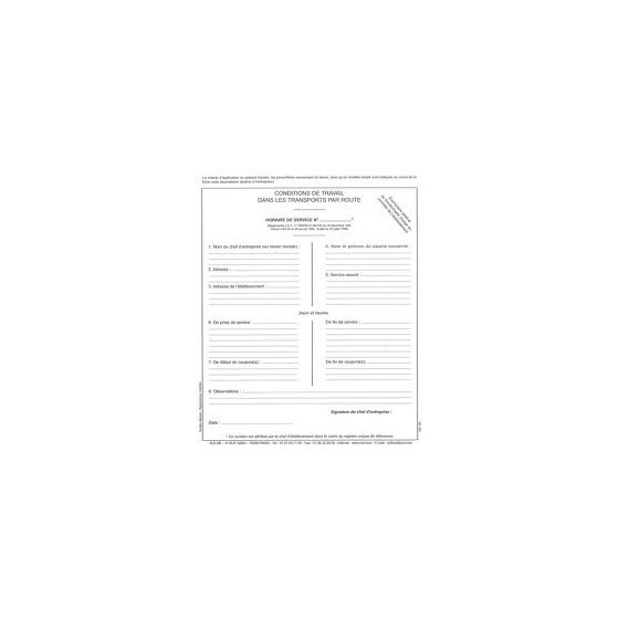 Horaire type de service