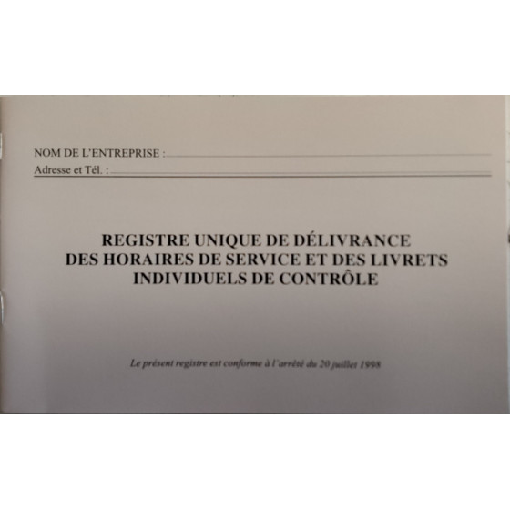 Registre de délivrance des livrets individuels de contrôle